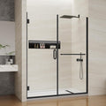 Pivot Swing Shower Door, Adjustable Width 58.9-60" W x 74" H Semi-Frameless Shower Glass Door with 5/16 in (8mm) Clear SGCC Tempered Glass with Nano Easy-Clean Coating (Matte Black with Towel Bar)