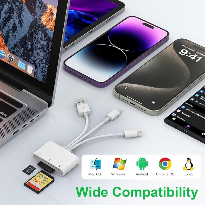 XD Card Reader, SD Card Reader for iPhone, 3 in 1 SD/TF/XD Card Reader Adapter - Image 5