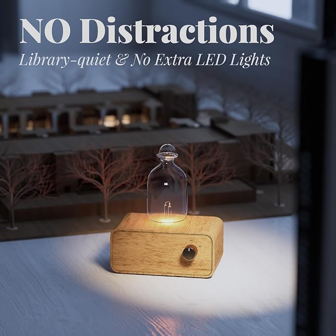 Aria Retro Glass Essential Oil Diffuser with Wood Base for Aromatherapy, Waterless Scent Diffuser for Essential Oil, Fragrance Oil, Perfume, Cordless Mini Oil Diffuser with 4 LED & Timer, Ideal Gift