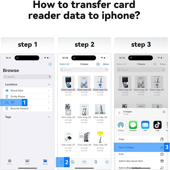 USB C SD Card Reader for iPhone 15 iPad Mac, xdgeLoad TypeC Memory Card Adapter - Image 7