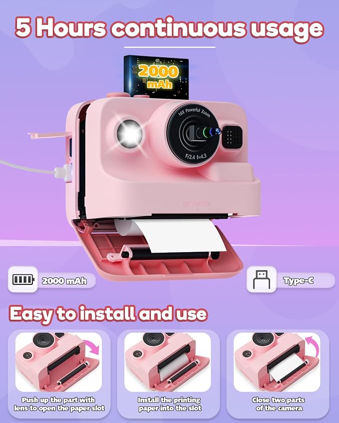 Dylanto Kids Camera Instant Print, 1080P Kids Instant Cameras that Print Photos - Image 7