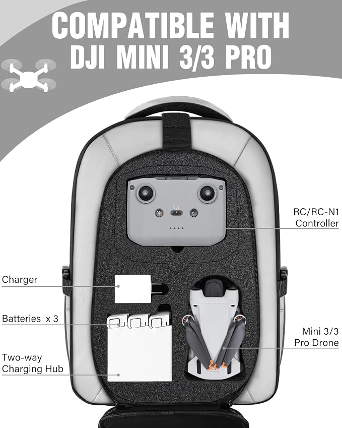 PEKREWS Mini 4 Pro Case, Mini 3/4 Pro Waterproof Hard Carrying Case, Large - Image 3