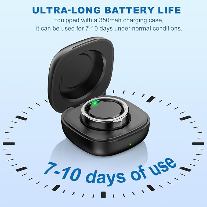 SEEKZERO Smart Ring for Women Men, Titanium Fitness Ring with Heart Rate, Stress & Sleep Monitoring,Step & Calorie Counter, 5ATM Waterproof for iPhone and Android,No Subscription Fee (Black, 6)