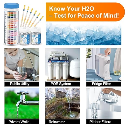 AAwipes Drinking Water Test Strips 17 in 1 50 Strips + 2 Bacteria Tester Kits, Complete Water Testing Kits for Home, Well, Tap Water, City Water, Flood Water Testing Strips (K03-50)