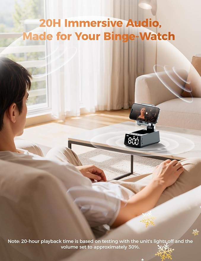 Bluetooth Speaker Birthday Gift for Men:Induction Cell Phone Stand HD Sound Valentines Gifts For Him Her Adult Teen,Anti-Slip Phone Holder Kitchen Gadget Women Mom Wife,Dad Husband Boyfriend(Gray)
