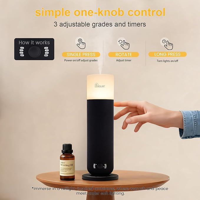 Hotel Collection Diffuser Machine,Fabric-Wrapped Design,Candlelight Atmosphere Lamp,1000 Sq Ft,Waterless Essential Oil Diffuser,Hotel Scent Diffuser,Scent Air Machine for Home - Weave Black