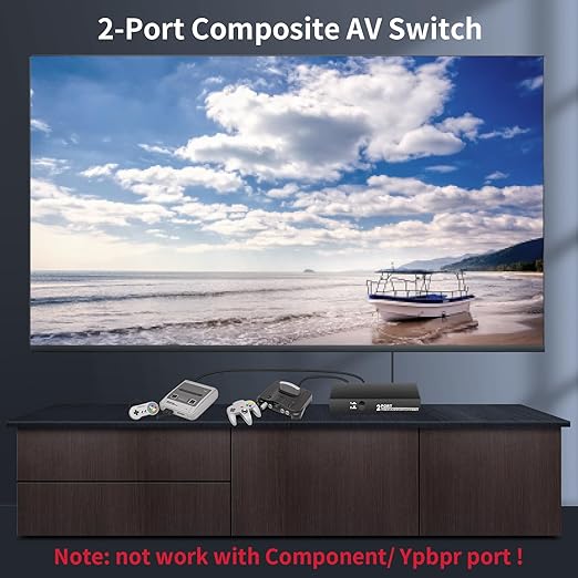 RCA Switch 2 in 1 Out Composite Video L/R Audio Switcher Selector Box 2X1, BolAAzuL 2-Way RCA Switcher - 2 Port AV Switch Box - Plug & Play for N64 PS2/3 Wii Xbox Game Consoles DVD STB TV