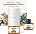 SF101 Pro Plug In Air Freshener, Waterless Essential Oil Diffuser, Non-Toxic Aroma Diffuser, Adjustable 120-Day Natural Scent Mist, Covers 1000 Sq Ft- Free 30ml Amberwood Spice
