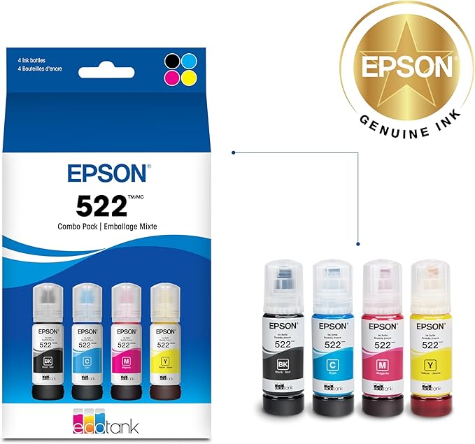 EPSON 502 EcoTank Ink Ultra-high Capacity Bottle Magenta Works with ET-2750, 2760, 2850, 3750, 3760, 3850, 4850, and Other Select Models