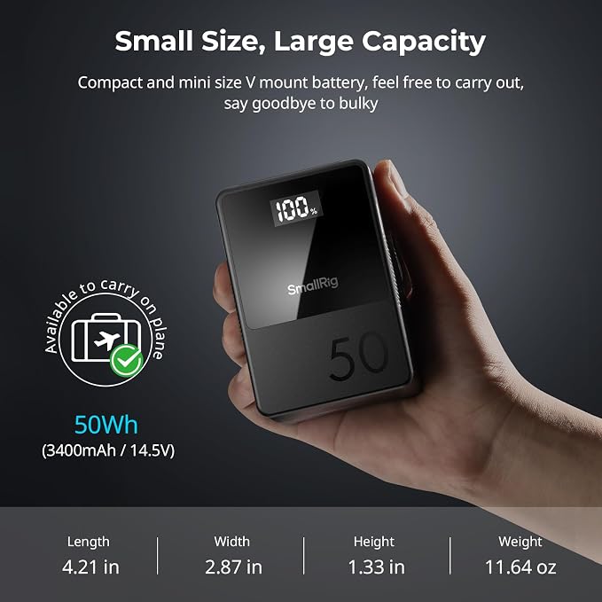 SMALLRIG V Mount Battery VB50, 50Wh / 3400mAh V Mount Battery - Image 5