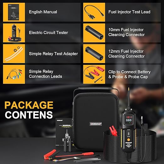 GODIAG Power Circuit Probe Tester, Auto Short Circuit, Relay Fuse Tester, Voltage Tester, 6V 40V DC Auto Electrical System Test Tool Kit, Diode Resistance Check for Motorcycle Trucks