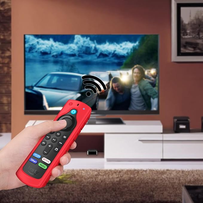CaseBot Remote Case for Fire TV Stick HD/4K/4K Max (1st Gen)/Fire TV Stick (3rd Gen)/Lite - Anti-Slip Shockproof Silicone Cover for Alexa Voice Remote (2nd & 3rd Generation) (Red)