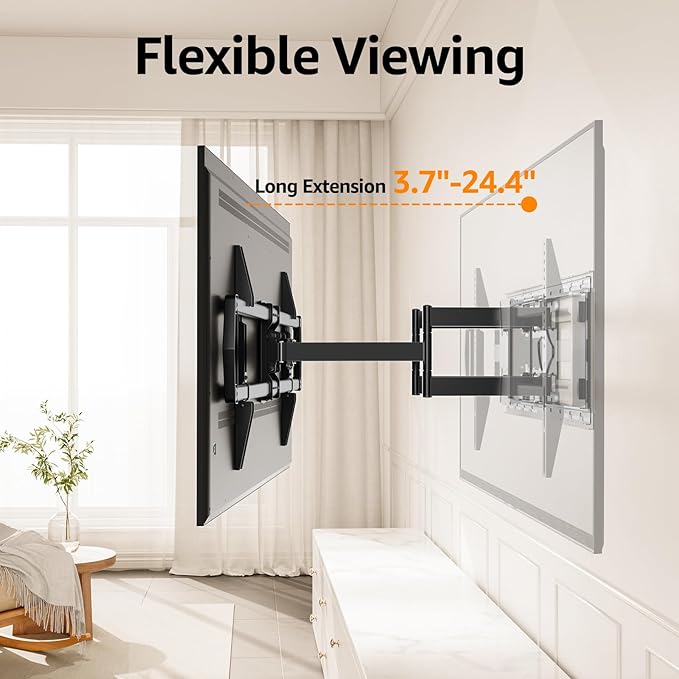 ELIVED Heavy Duty TV Wall Mount for Most 42"-90" TV Up to 200 LBS, Max VESA 800x400mm, Pre-Assembled Wall Mount Bracket, Full Motion Swivel tv Mount Fits 24"/18"/16" Wood Studs, YD3028