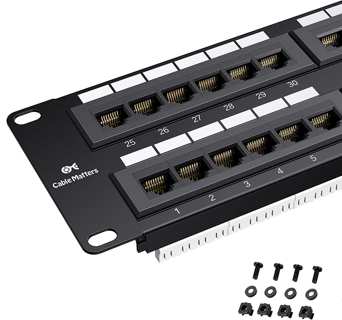 Cable Matters 48 Port Patch Panel Rackmount or Wall Mount 19-Inch, 2U Cat6 by CableMatters
