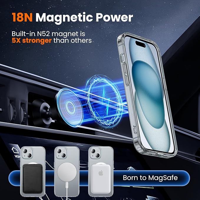 toushion 3 in 1 for iPhone 15 Case Clear - Image 3
