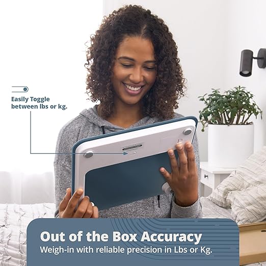 Greater Goods AccuCheck Digital Scale for Body Weight - Accurate Digital Bathroom Scale with High-Precision Sensors, Large Easy-to-Read Backlit Display, 400 lb Capacity, Auto Step-On (Stone Blue)