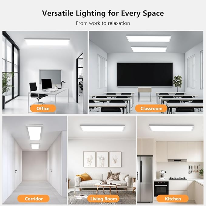 AIKVSXER 30 Pack 1x4 LED Flat Panel Light, 50W 5500LM Surface Mount Ceiling Fixture, 3CCT (3000K/4000K/5000K), Ultra-Thin 48In, 10-100% Triac Dimmable for Kitchen, Garage, Office, Basement