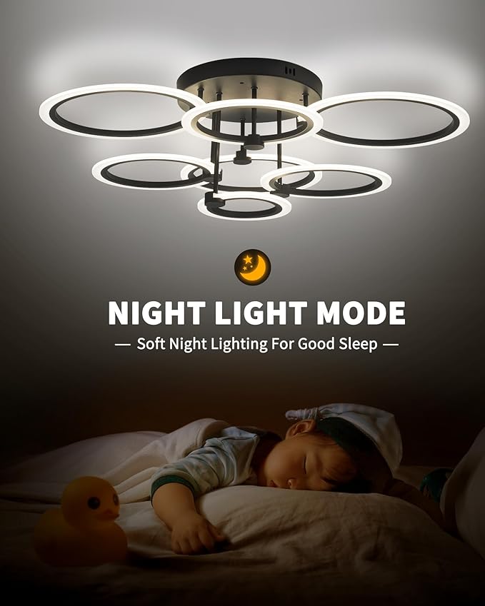 Smart LED Ceiling Light, 7-Ring Modern Flush Mount Fixture, 130W Dimmable - Image 7