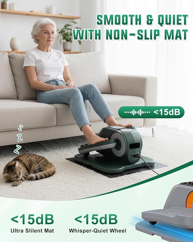 VIVURN® 019 Under Desk Elliptical 12 Adjustable Speeds Motorized Leg Exerciser While Sitting for Seniors As Seen on TV with Non-Slip Mat Low Impact Quiet&Portable Pedal Exerciser for Home and Office