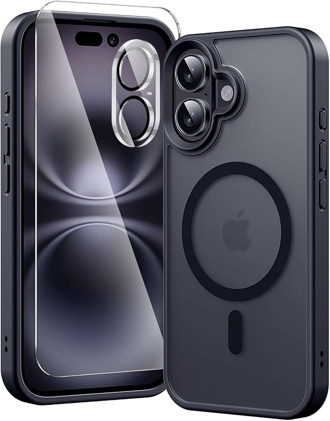 toushion 3 in 1 for iPhone 16 Plus Case Clear Matte Black | by Unknown