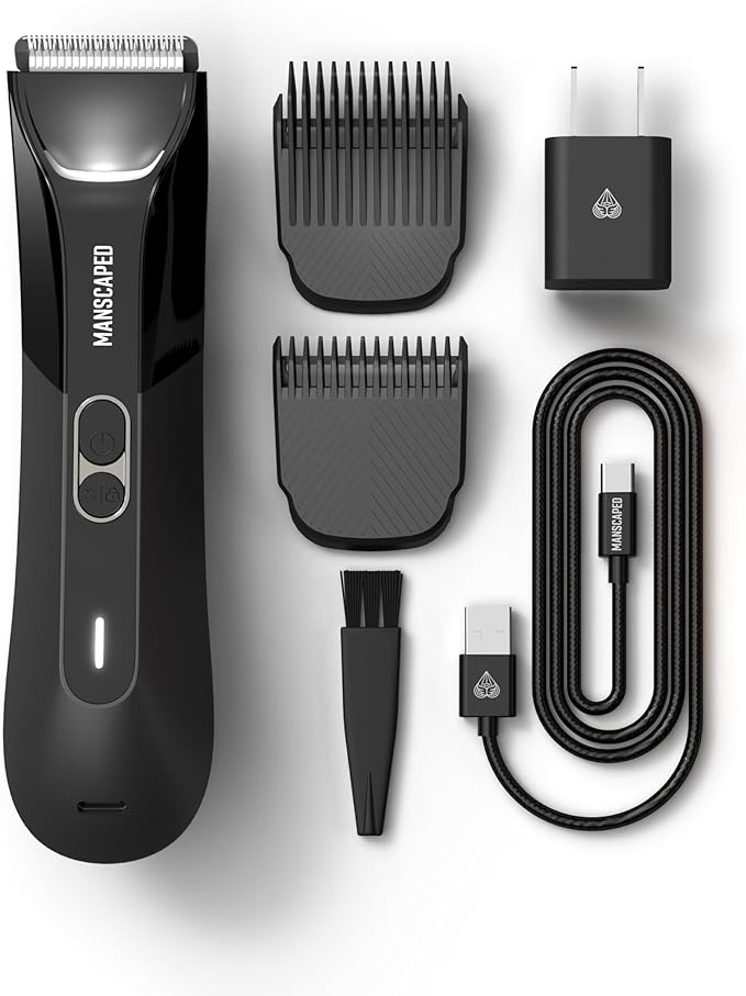 MANSCAPED® The Lawn Mower® 4.0 PRO - Groin & Body Hair Trimmer, Updated SkinSafe® Trimmer Blade, Waterproof Wet/Dry Groomer, USB-C & Wireless Charging Compatible, Men’s Ball Shaver with Travel Lock