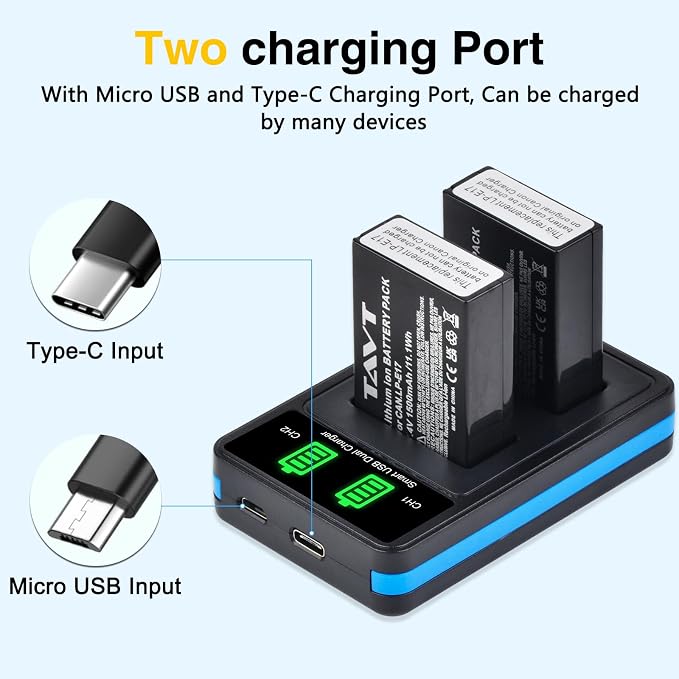 2Pcs 1500mAh LP-E17 Batteries+LED Rapid Dual Charger, Repacement Battery - Image 6