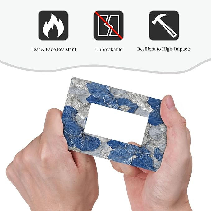 Bvtewkhz Abstract Blue Marble Plant Leaves 1 Gang Single Rocker Decorative Light Switch Covers Electrical Faceplate Switch Plates for Bathroom Kitchen Home