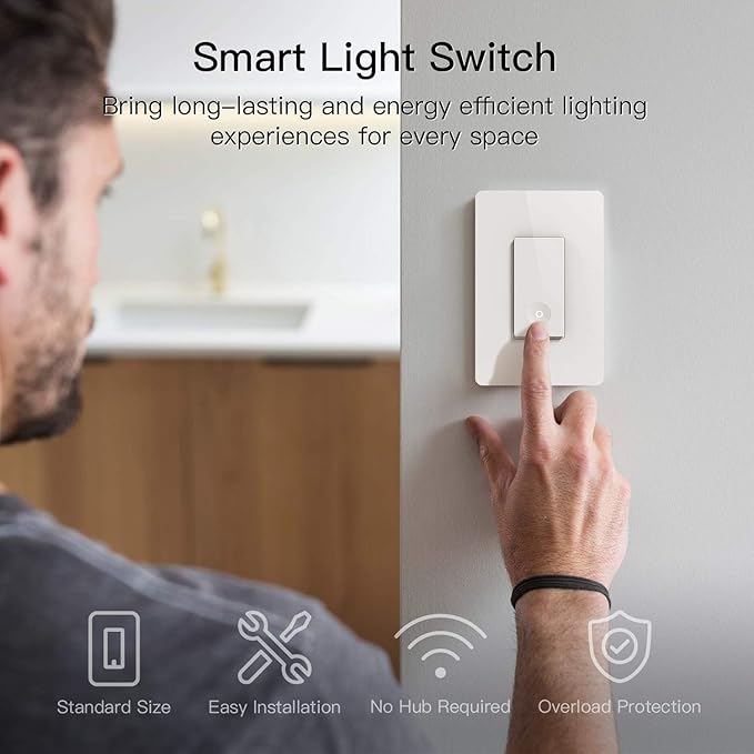 TREATLIFE Smart Switch 4 Pack, 2.4Ghz WiFi Light Switch Single-Pole, Neutral Wire Required, Works with Alexa, Google Home and SmartThings, Smart Home Remote Control, FCC Listed