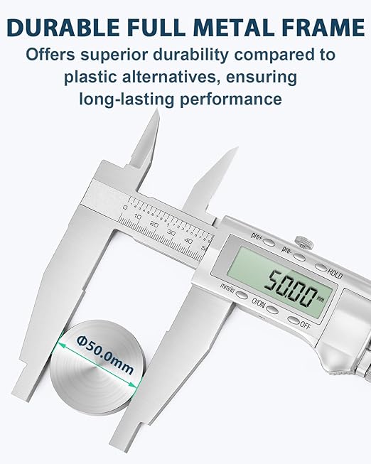 Mxmoonfree 20-Inch Digital Caliper with 4-Inch Jaw Depth, Precision Measuring Tool, Full Metal Frame, Large LCD Screen, Resolution 0.0005"/0.01mm, Ideal for Professionals & Hobbyists