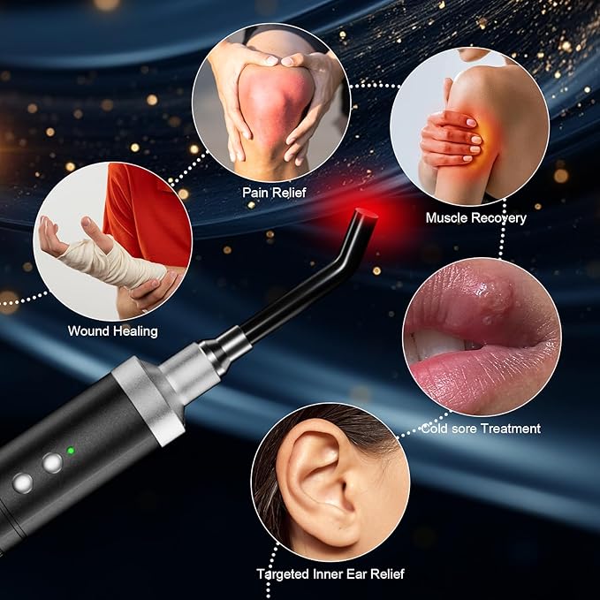 HomeCare 5-in-1 Red Light Therapy Wand, Portable Handheld Red Light Therapy Device for Body & Face Care, 5 Wavelengths & 10Hz Pulse, 4 Light Modes for Home Wellness, Rechargeable with Memory Function