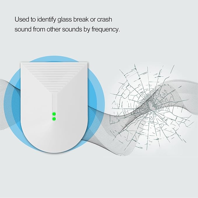 Glasstrek Glass Break Sensor Audio Detector Shock Sensor Car Alarm Effective Range 9 Metre Diameter Suitable for Residential Glass Doors and Office Building Window