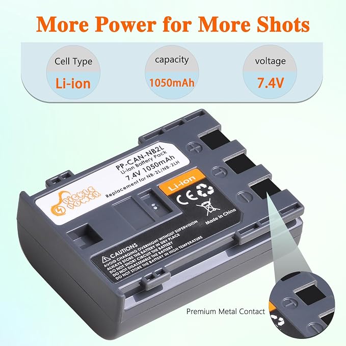 Pickle Power NB-2L NB-2LH Battery 2 Pack and LED Dua Charger - Image 3