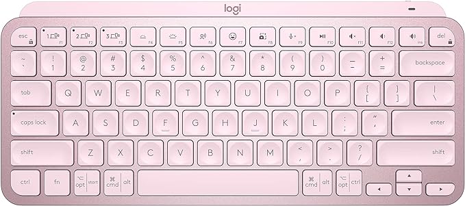 Logitech MX Keys Mini Minimalist Wireless Illuminated Keyboard, Compact, Bluetooth, Backlit, USB-C, Compatible with Apple macOS, iOS, Windows, Linux, Android, Metal Build - Rose