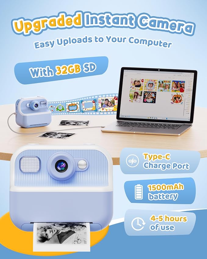 Instant Camera, Front Rear Dual Selfie Kids Camera - Image 7
