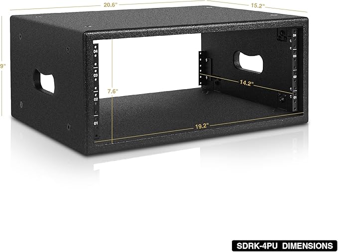 Sound Town 4U Studio Rack with 4-Space, Heavy-Duty 0.7" (18mm) Baltic Birch Plywood with Polyurea Coating, for Recording Room, Home Studio (SDRK-4PU)