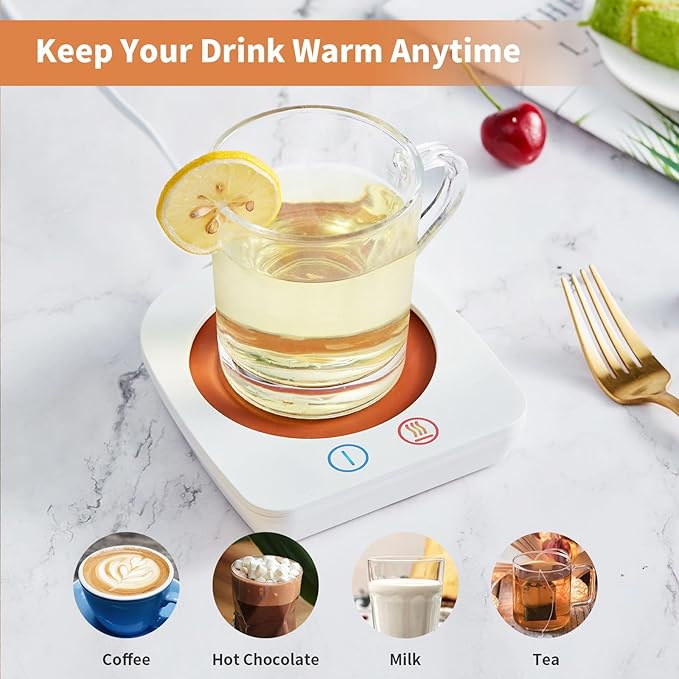 VOBAGA Coffee Warmer & Mug Warmer for Home Office Home Desk with 4H Auto Shut Off, Electric Cup Warmer Plate with 3 Temperature Settings for Tea, Water, Cocoa, Coffee Gifts Accessories for Women Men