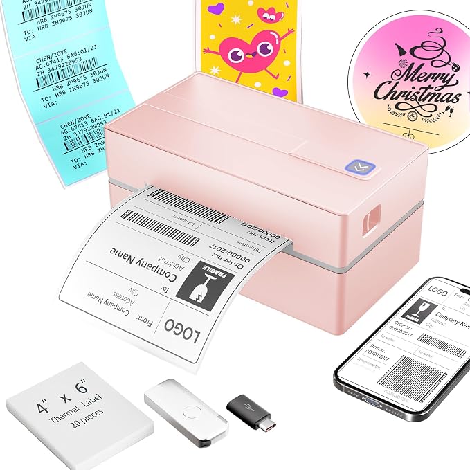 Bluetooth Thermal Shipping Label Printer: 4x6 Wireless Label Maker by Unknown