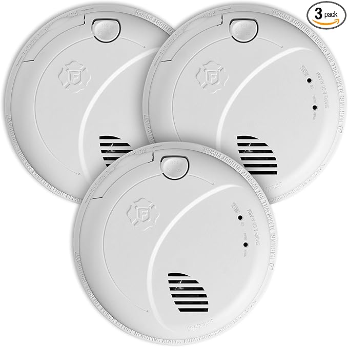 First Alert Combination Smoke & Carbon Monoxide Alarm, Interconnect Hardwire Detector with Battery Backup and Voice & Location Alerts, SMCO100V-AC, 3-Pack