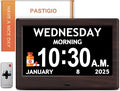 7'' Digital Clocks, 12 Reminders & 6 Alarms, Dementia Clock with Date and Time for Elderly, Auto-Dimming, Button & Remote Control, Auto DST, Digital Calendar for Seniors Large Display, Brown Woodgrain