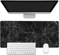 EOBKLAX Black Marble Texture Desk Mat,Large Gaming Mouse Pad,Non-Slip Rubber Base Desk Pad with Stitched Edges for Desk Office Home Decor 35.4X15.7 Inch
