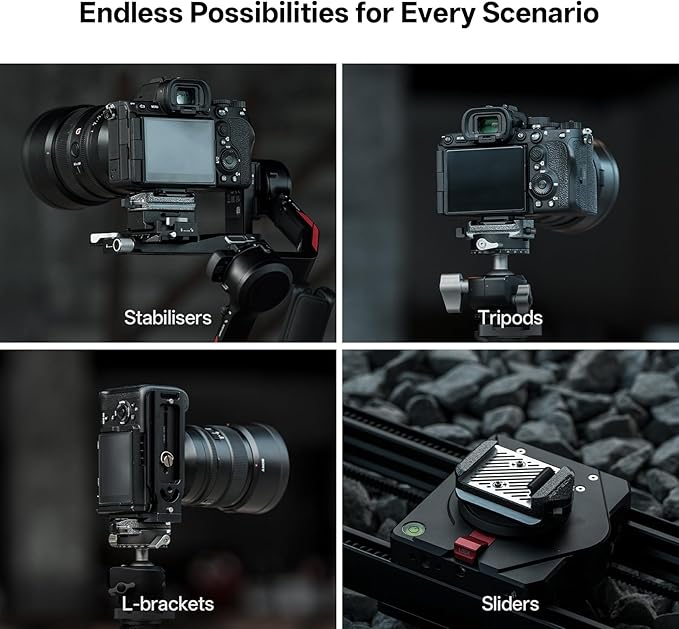 PGYTECH Quick Release Plate & Clamp V2, Arca Swiss Plate Camera Mount Adapter with 1/4" to 3/8" Screw Thread for Sony/Nikon/Fuji/Canon/DJI Switch Between Tripod/Monopod/Slider/Stabilizer