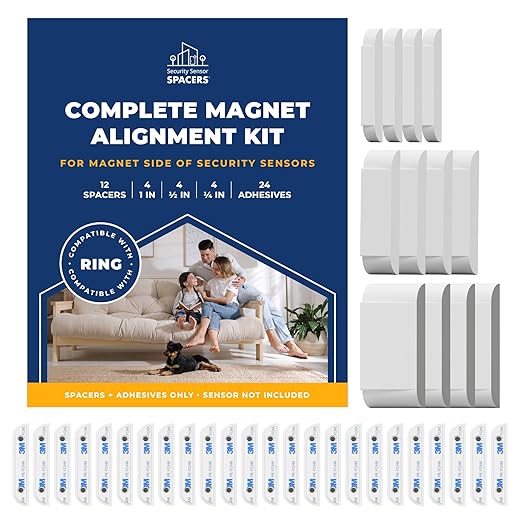 Adhesive Replacement Tape & Sensor Risers Bundle for Ring | Includes 24 Magnet Adhesives and 12 Ring Contact Sensor Spacers - Complete Home Sensor Installation Solution [Device/Magnet NOT Included]
