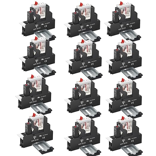 12 Pcs 12Amp Mini Relay Switch DPDT with Test Button 110V/120V AC 1NO 1NC 5Pin Socket Base with Indicator Light UL Certification