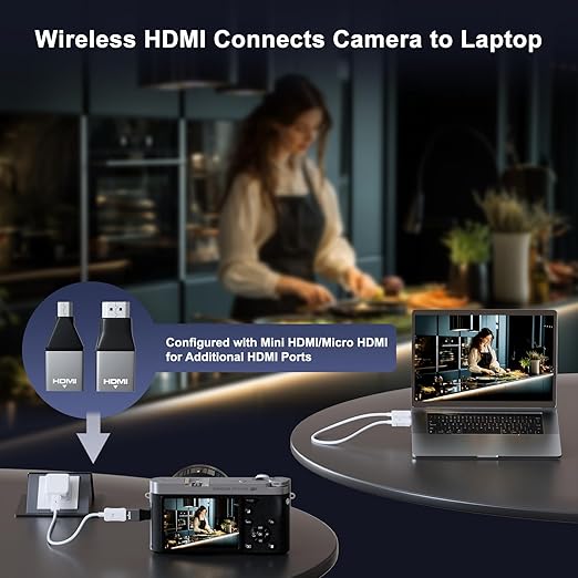 Anytrox Wireless HDMI Transmitter and Receiver 4K Decode 1080P Output, HDMI Wireless Extender, Plug & Play, Support 2.4/5GHz for Streaming Video and Audio to Monitor from Laptop/Pc/Tv Box (White)