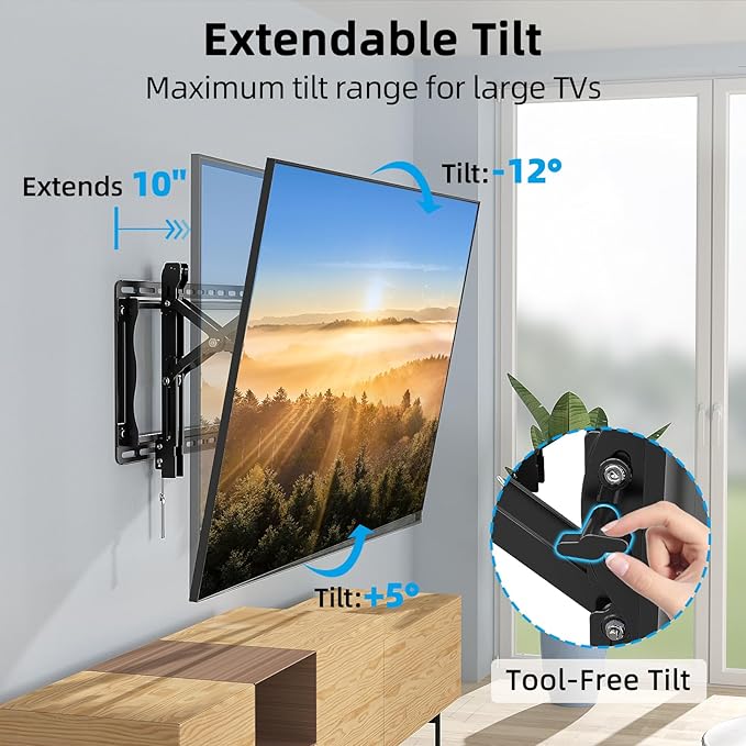 HOME VISION Ultra-Large TV Mount Bracket for 32-90 Inch TVs, Supports up to 132lbs with Sliding Design, Heavy Duty TV Wall Mount for up to 24" Studs with Swivel, Tilt, Max VESA 600x400mm, HVX601