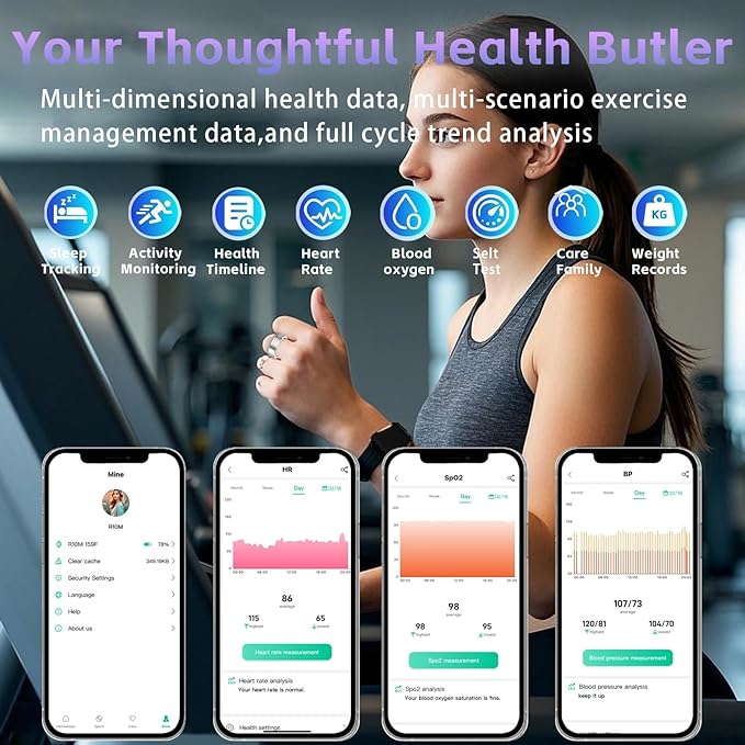 Smart Ring for Women Men – Activity Tracker Ring with Heart Rate, SpO2, Blood Pressure, Sleep Monitoring, Step & Calorie Counter, 5ATM Waterproof, No Subscription Fee (Silver, 10)