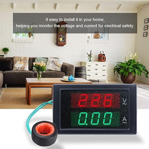 KETOTEK Digital Ammeter Voltmeter AC 80V-300V 100A, 2in1 Multimeter Panel 110V/220V, Volt Amp Meter LED Display Voltage Amperage Detector Tester Gauge with Current Transformer CT