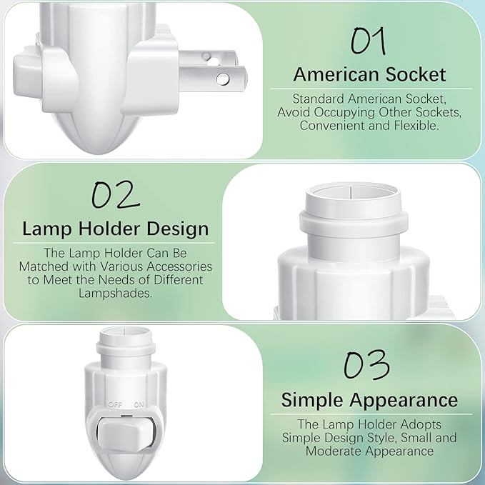 Tuanse 50 Sets Plug in Night Light Module Night Light Base with Shade Mounting Clip Plastic Lights Rotating Base for Making Your Own Decorative (White)