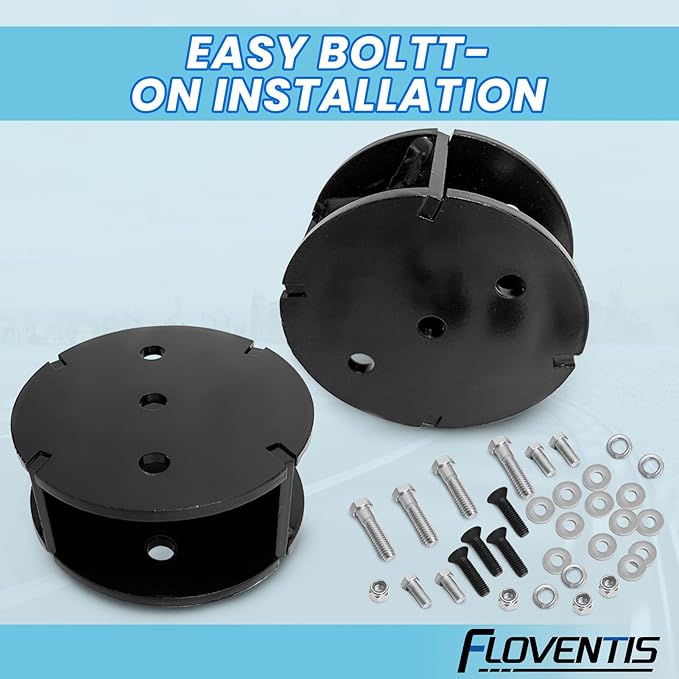 FLOVENTIS 2" Straight Air Helper Spring Spacer, Heavy-Duty Steel Compatible with Ford F150/F250/F350, Chevy, GMC, Ram, Toyota Air Springs Lift Spacer (7X1268)