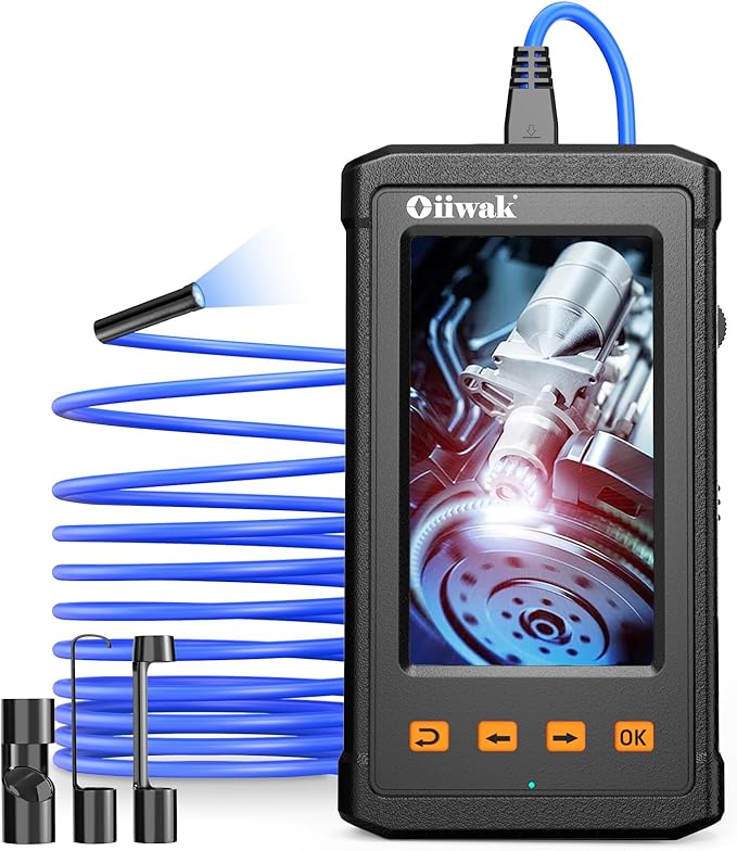 Oiiwak Endoscope Camera with Light, 5.5 mm Borescope, 4.3" IPS Screen HD Digital Snake Inspection Camera, IP67 Waterproof for Drain, Plumbing, Wall, Automotive- 3.5 m/11.5 ft